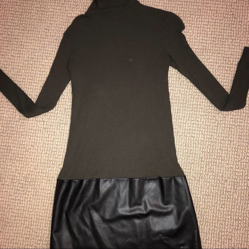 Bailey 44 turtleneck dress with leather skirt